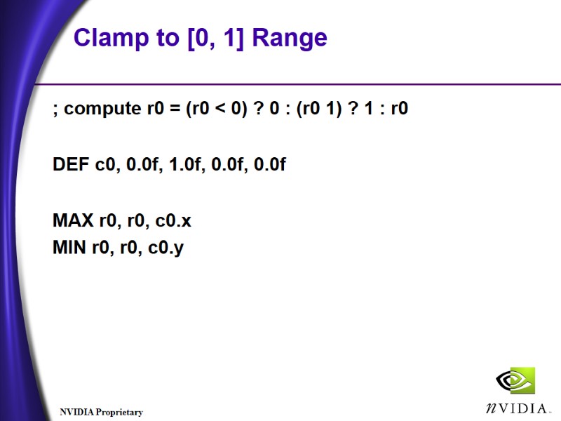 Clamp to [0, 1] Range ; compute r0 = (r0 < 0) ? 0